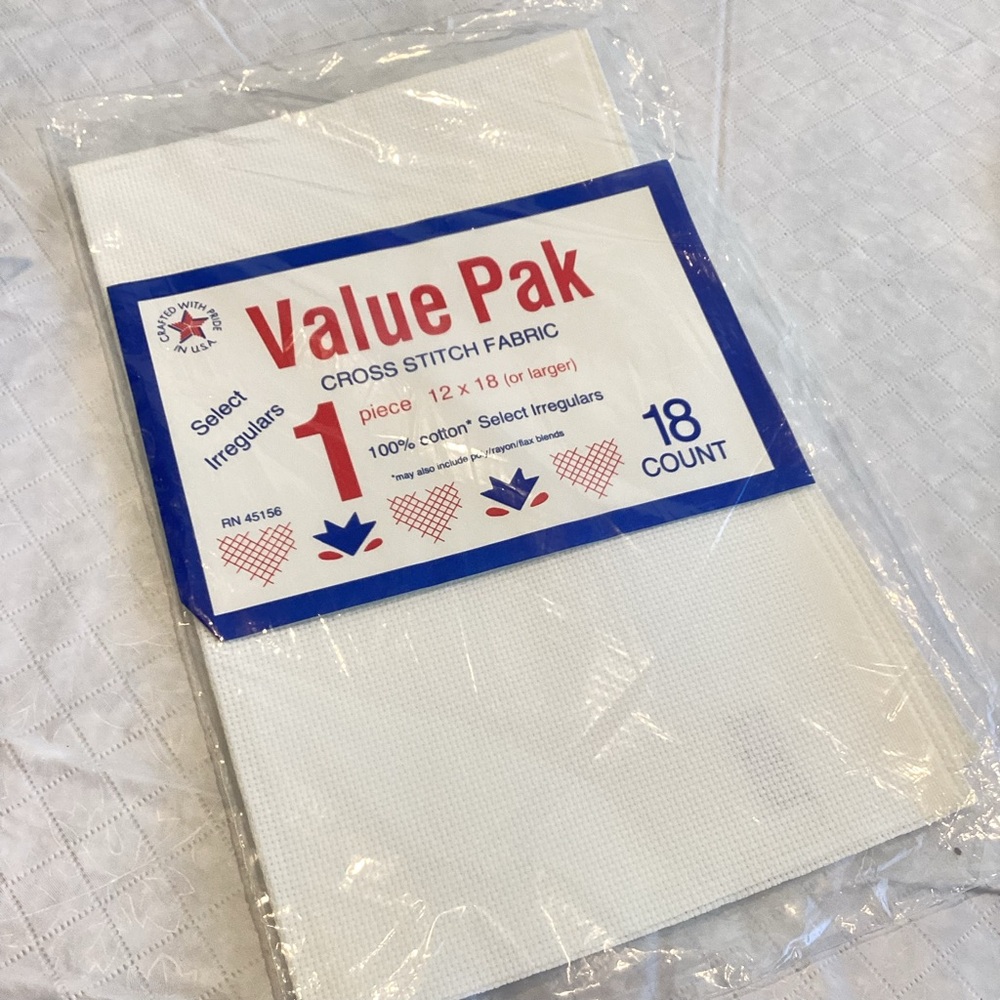 12x18 18-Count Aida White Cross Stitch Fabric